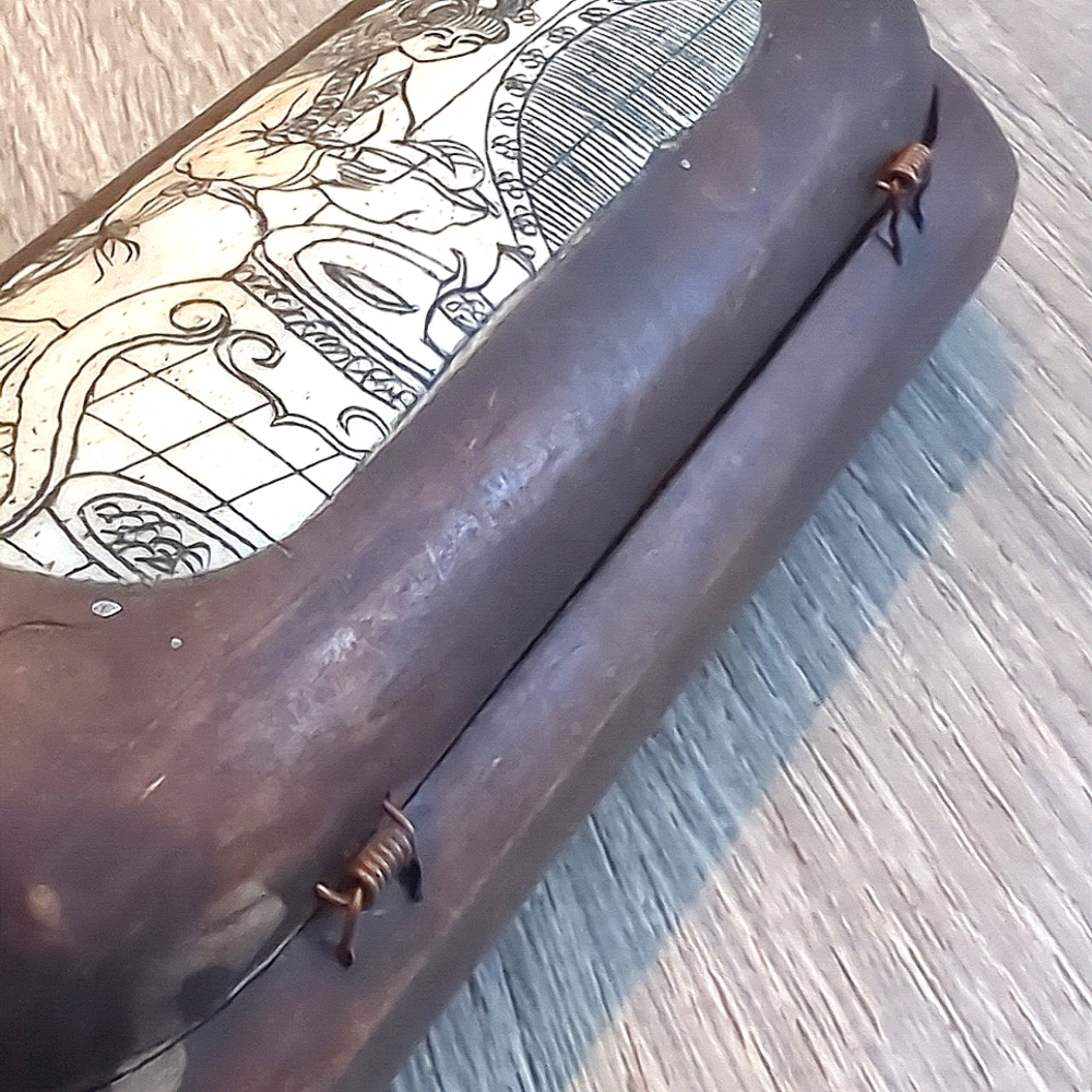 Vintage Antique Asian Hand Carved Bone Inlay Wooden Eyeglass Case Trinket box - Picture 5 of 10
